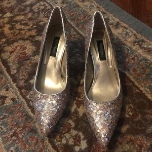 WHBM Gold Sequin Pumps